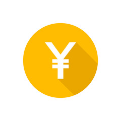 Yen flat icon with shadow
