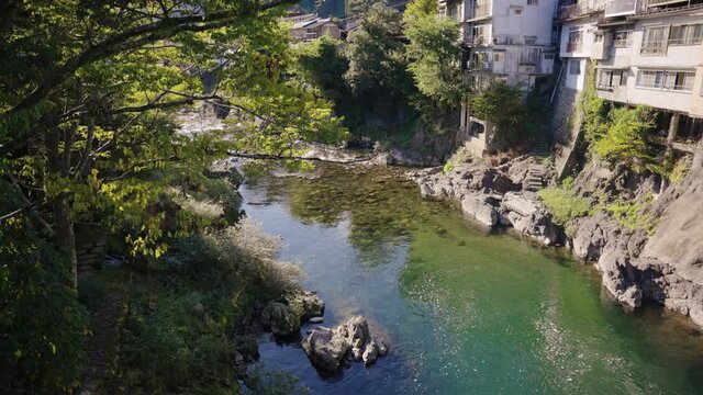 Yoshida River on Late Summer Afternoon in Gujo Hachiman, Gifu Japan