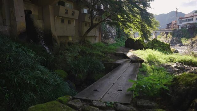 Peaceful grassy retreat along Yoshida River in Gujo Hachiman, Gifu Japan