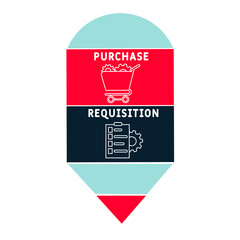 PR - Purchase Requisition acronym. business concept background.  vector illustration concept with keywords and icons. lettering illustration with icons for web banner, flyer, landing 