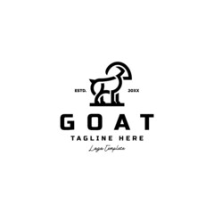 simple monoline goat standing logo icon vector template