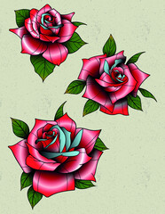 rose pack tatoos old school