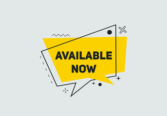 available now text sign icon. rectangle stroke template. white color text	
