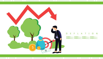 2d illustration business deflation concept