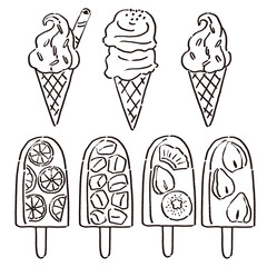 ソフトクリームとフルーツのアイスバーのセット