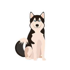 Cute husky on a white background. Cartoon design.
