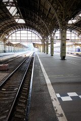 Railway station in Russia St. Petersburg. Panorama.