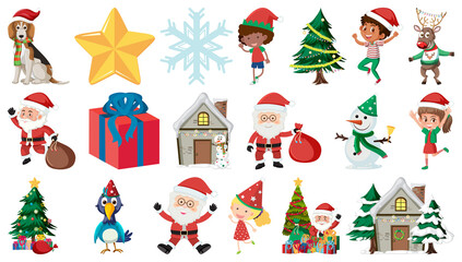 Isolated Christmas Objects And Elements Set