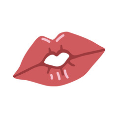 Vector isolated element. Lips. A kiss. Decoration for Valentine day. Symbols of Valentine's day. Color image on a white background. The print is used for packaging design.