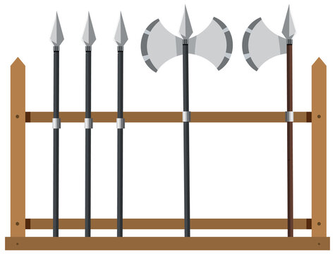 Medieval Weapon Rack On White Background