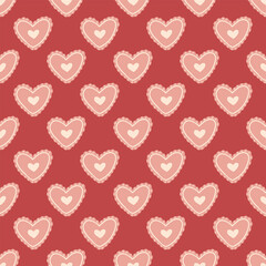 Vector seamless pattern with heart. Valentine card. Symbols of Valentine's day. Hand drawn illustration. The print is used for Wallpaper design, fabric, textile, packaging.