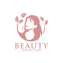Natural pink beauty woman feminine logo template