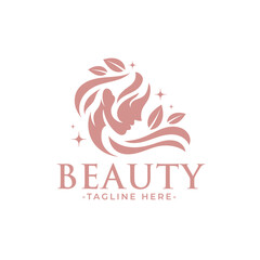 Natural pink beauty woman feminine logo template