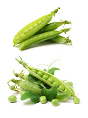Fresh peas on white background