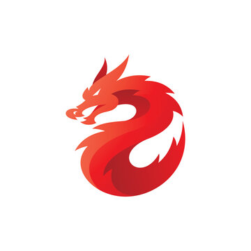 Modern vibrant dragon vector. Dragon logo icon with gradient color style