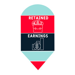 RE - Retained Earnings acronym. business concept background.  vector illustration concept with keywords and icons. lettering illustration with icons for web banner, flyer, landing 