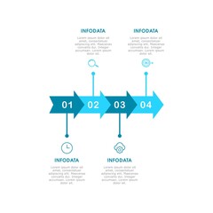 vector illustration Infographic design template arrow shape and 4 options or steps. Can be used for processes, presentations, layouts, banners, info graphics.