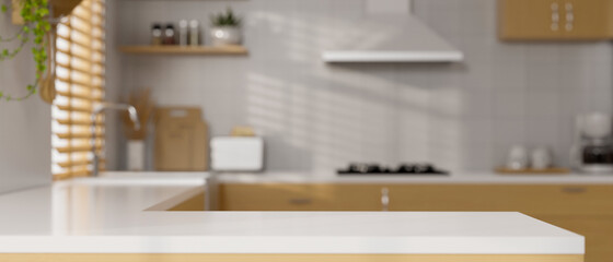 Modern luxury kitchen counter with copy space - obrazy, fototapety, plakaty