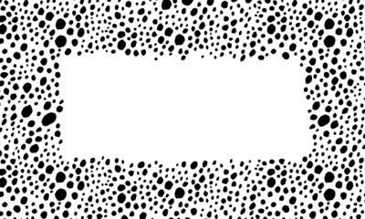 Black and white frame with modern ornament of stylized leopard skin. Squared pattern for poster. Decorative abstract border with animal ornament. Trendy leather skin. Copy space. Vector illustration © Alla