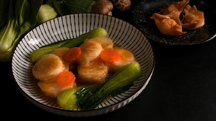 Braise bean curd stir with special sauce. Chinese cuisine