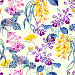 Fototapeta na wymiar Flowers watercolor illustration.Manual composition.Seamless pattern.Design for cover, fabric, textile, wrapping paper .