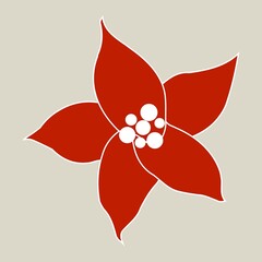 Christmas floral decorative elements for greeting cardsand and posters. Winter branch, berries, plants and floweres. Hand drawn vector illustration