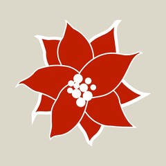 Christmas floral decorative elements for greeting cardsand and posters. Winter branch, berries, plants and floweres. Hand drawn vector illustration