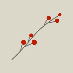 Christmas floral decorative elements for greeting cardsand and posters. Winter branch, berries, plants and floweres. Hand drawn vector illustration