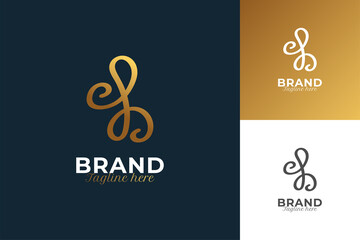 Minimal and Elegant Initial Letter B Logo Design with Handwriting Style in Golden Gradient. Handwritten Signature Logo for Identity