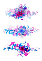 Decor elements, floristic composition, flower decoration. Vector template for greeting cards, invitations