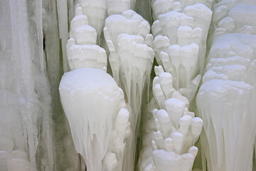 Ice waterfall, natural landscape in winter