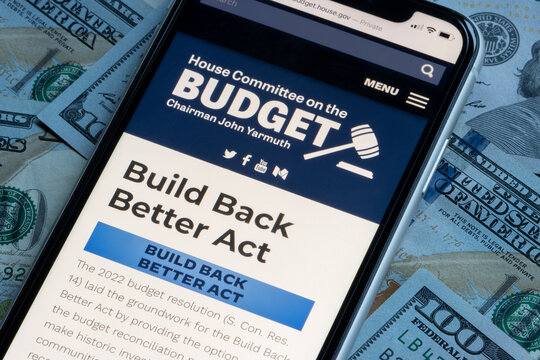 Portland, OR, USA - Dec 20, 2021: The Build Back Better Act page is seen on the website of House Committee on the Budget on an iPhone.