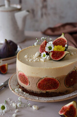 mousse chocolate cake with figs
