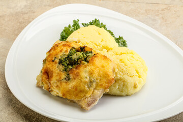 Roasted pangasius fillet with mashed potato
