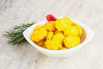 Pickled yellow patisson natural snack
