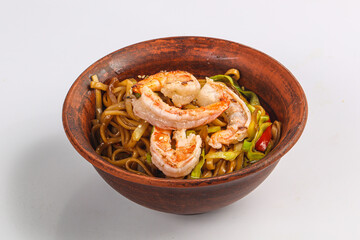 Asian cuisine - udon noodle with prawn