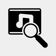 Music search icon in solid style about marketing and seo, use for website mobile app presentation
