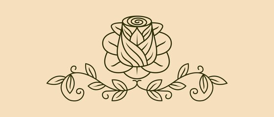 Beauty floral flower rose background linear logo vector