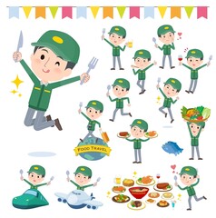 食のイベントに関する運送配達員男性のセット