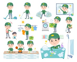 掃除や洗濯など家事に関する運送配達員男性のセット