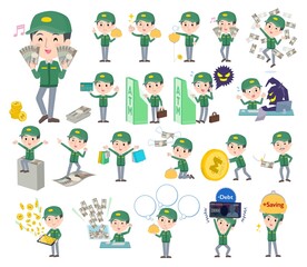 お金や経済に関する運送配達員男性のセット