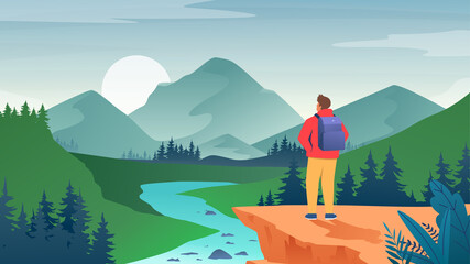 vector illustration on the theme of Climbing