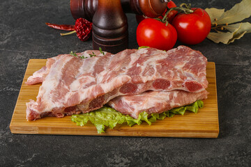 Raw pork ribs for cooking