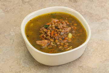 Lentil soup with chicken and vegetables