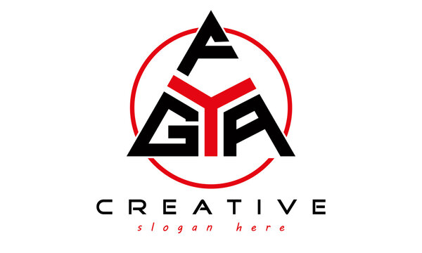triangle badge with circle GFA letter logo design vector, business logo, icon shape logo, stylish logo template