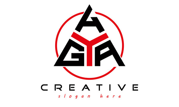triangle badge with circle GHA letter logo design vector, business logo, icon shape logo, stylish logo template