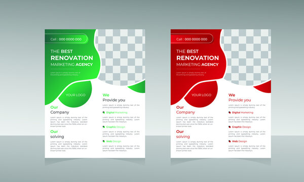 New business flyer template in A4 size. A4 Corporate and Modern flyers design. Annual report, Brochure, poster layout design. Red flyer template.