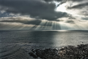 sun rays on the sea