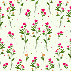 Illustration numérique du motif de petites fleurs sauvages roses
