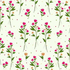 Papier Peint photo Petites fleurs Illustration numérique du motif de petites fleurs sauvages roses